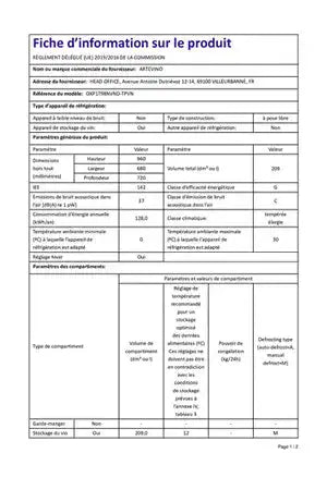 Cave de vieillissement Artevino OXP1T98NVND