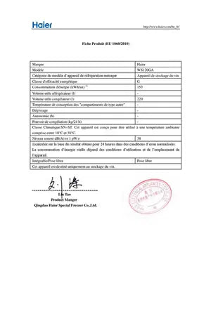 Cave de vieillissement Haier WS120GA