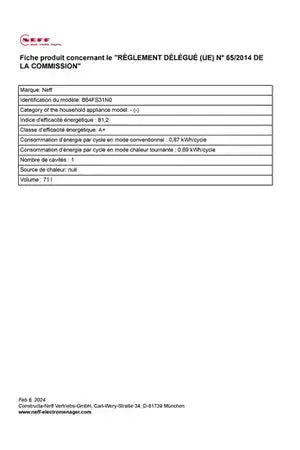 Four encastrable Neff B64FS31N0 - N90