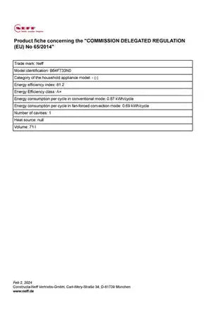 Four encastrable Neff B64FT33N0 - N90