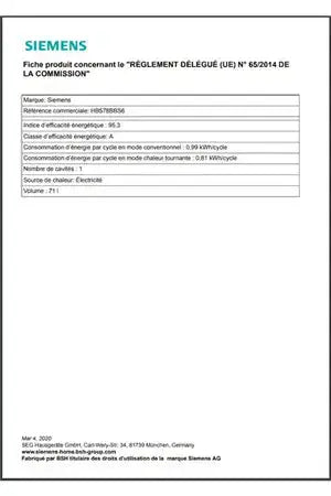 Four encastrable Siemens HB578BBS6