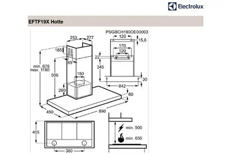 Hotte décorative murale Electrolux EFTF19X