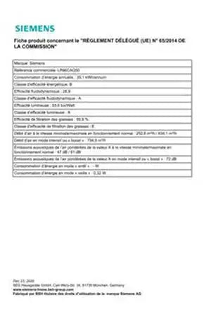 Hotte décorative murale Siemens LR96CAQ50 - 90 cm Inox