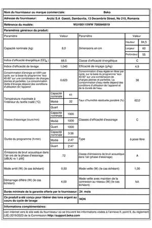 Lave-linge hublot BEKO WUV8011XWW