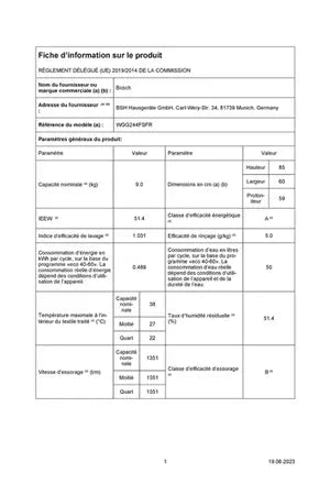 Lave-linge hublot BOSCH WGG244FSFR