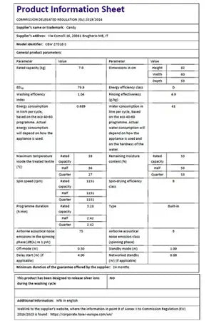 Lave-linge hublot Candy ENCASTRABLE - CBW 27D1E-S