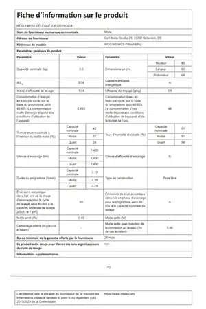 Lave-linge hublot MIELE WCG360WCS