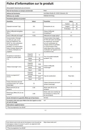 Lave-linge hublot Miele WSD 023