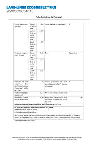 Lave-linge hublot SAMSUNG WW90CGC04DAE