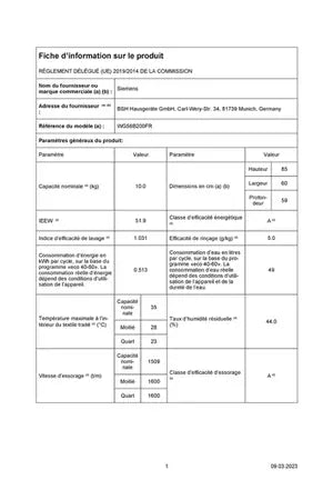 Lave-linge hublot SIEMENS WG56B200FR