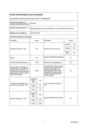 Lave-linge hublot Siemens WU14UT19FF variospeed