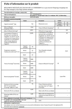 Lave-linge hublot Tcl FF0714WA0FR