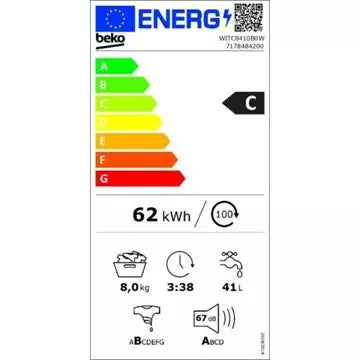 Lave linge hublot  encastrable 							BEKO				WITC8410B0W