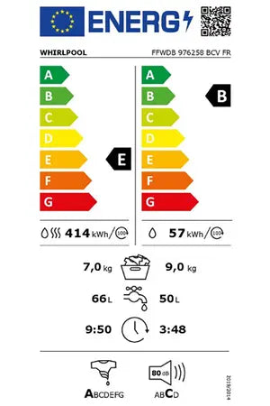 Lave-linge séchant Whirlpool FFWDB976258BCVFR