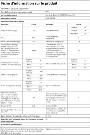 Lave-linge top Miele WW 610