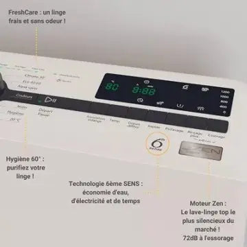 Lave linge top							WHIRLPOOL				ZENTDLRBX6252BSFR/N Silence