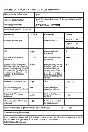 Lave-vaisselle Beko BDFS26120XQ