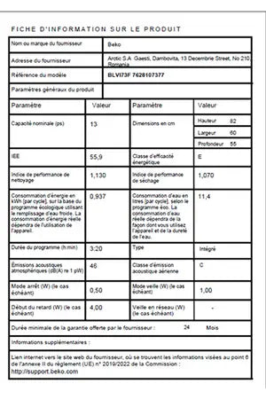 Lave-vaisselle Beko BLVI73F - encastrable 60cm