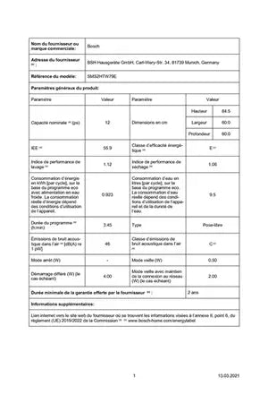Lave-vaisselle Bosch SMS2HTW79E