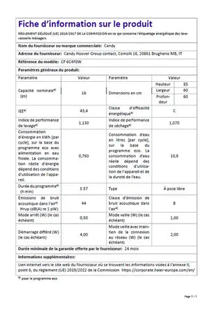 Lave-vaisselle Candy CF6C4F0W