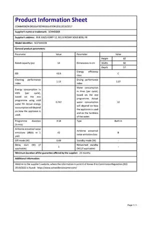 Lave-vaisselle Schneider SCLT6442CB - Encastrable 60CM