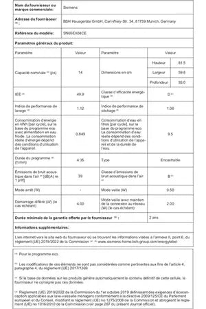 Lave-vaisselle Siemens Encastrable SN65EX68CE 60cm