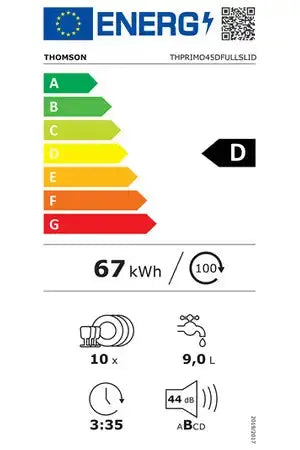 Lave-vaisselle Thomson THPRIMO45DFULLSLID - encastrable 45cm
