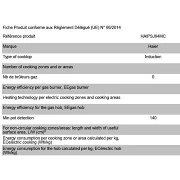 Table induction							HAIER				HAIPSJ64MC CHEF@HOME Series 2
