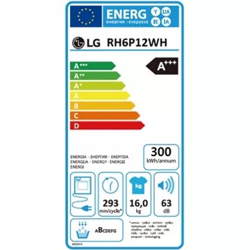 Sèche linge pompe à chaleur							LG				RH6P12WH