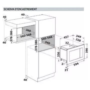 Micro ondes grill encastrable 							WHIRLPOOL				WMF200GNB