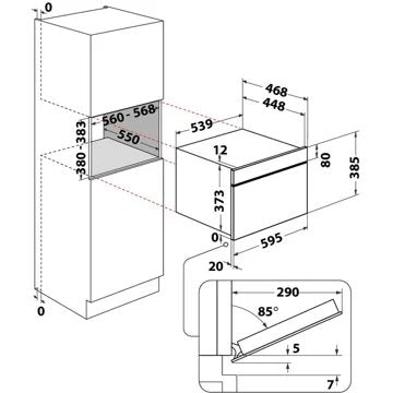 Micro ondes grill encastrable 							WHIRLPOOL				W7MD440BSS