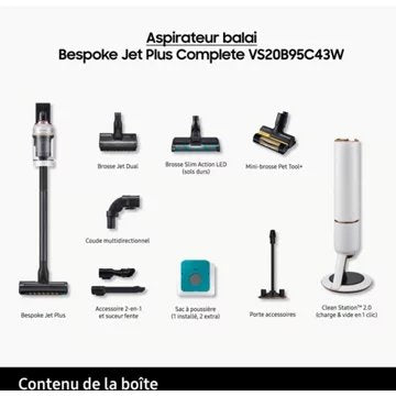 Aspirateur balai							SAMSUNG 				Bespoke Jet Plus complete VS20B95C43W