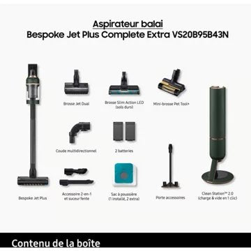 Aspirateur balai							SAMSUNG 				Bespoke Jet Plus Complete 2 Batteries VS20B95B43N