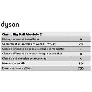 Aspirateur sans sac							DYSON				Cinetic Big Ball Absolute 2