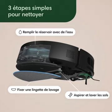 Robot Aspirateur Laveur IROBOT Roomba Combo Essential Y011040 noir