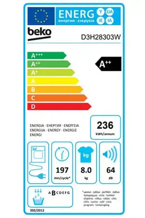Sèche-linge Beko D3H28303W