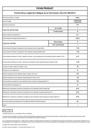 Sèche-linge Beko D3H28303W