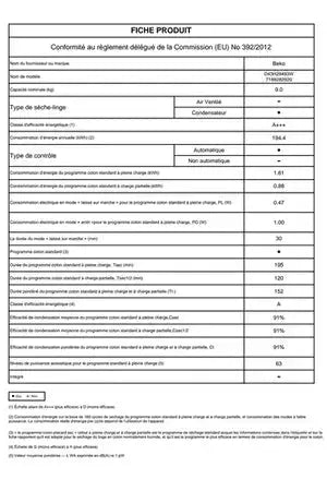 Sèche-linge Beko D43H29493W