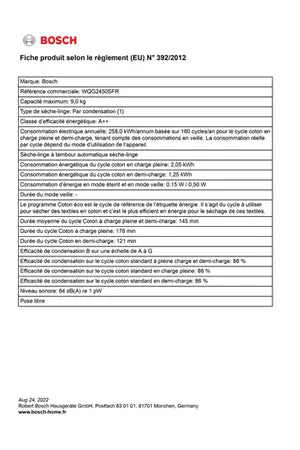 Sèche-linge Bosch Serenity WQG2450SFR