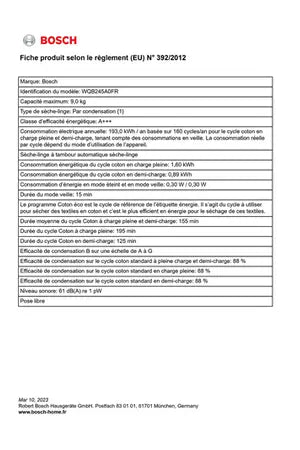 Sèche-linge Bosch WQB245A0FR