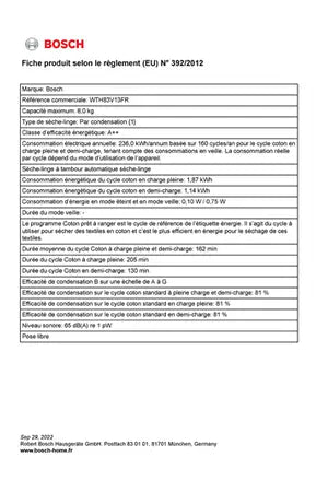 Sèche-linge Bosch WTH83V13FR