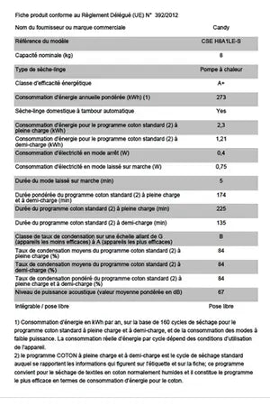 Sèche-linge CANDY CSE H8A1LE-S