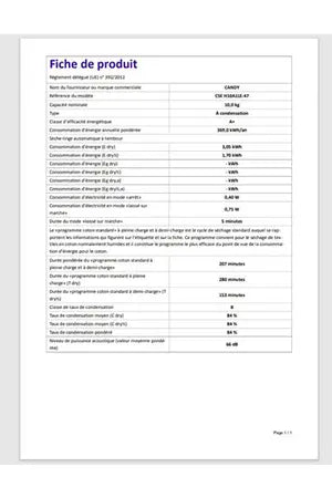 Sèche-linge Candy CSE H10A1LE-47