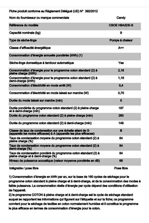 Sèche-linge Candy CSOE H9A2DE-S