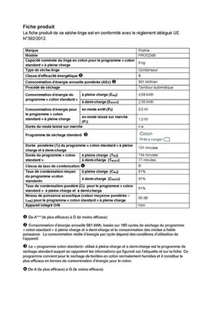 Sèche-linge Proline PROCD8B