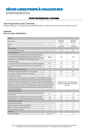 Sèche-linge Samsung DV80T6220LH