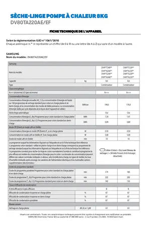 Sèche-linge Samsung DV80TA220AE
