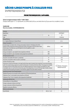 Sèche-linge Samsung DV90T8240SH