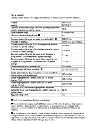 Sèche-linge Thomson THTD10HP