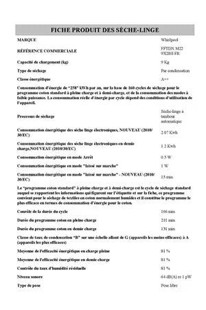 Sèche-linge Whirlpool FFTDNM229X2BSFR